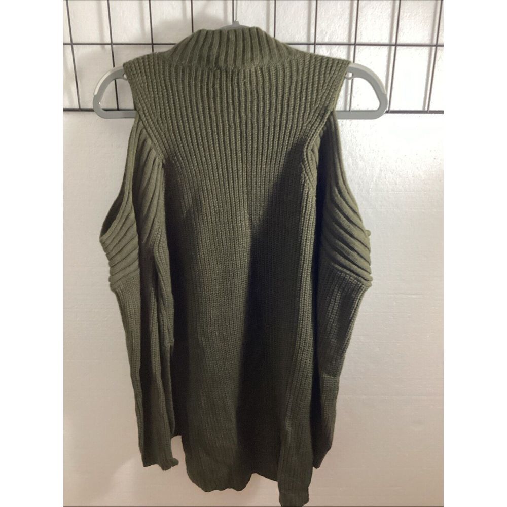Fashion Nova Women M Sweater Cold Shoulder Green Hi‎ Low 58919 - Picture 5 of 6